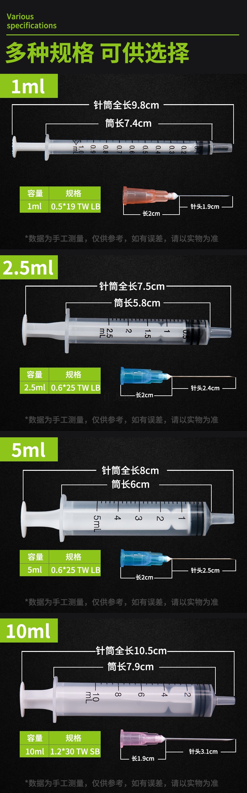 蓝芯注射器型号规格